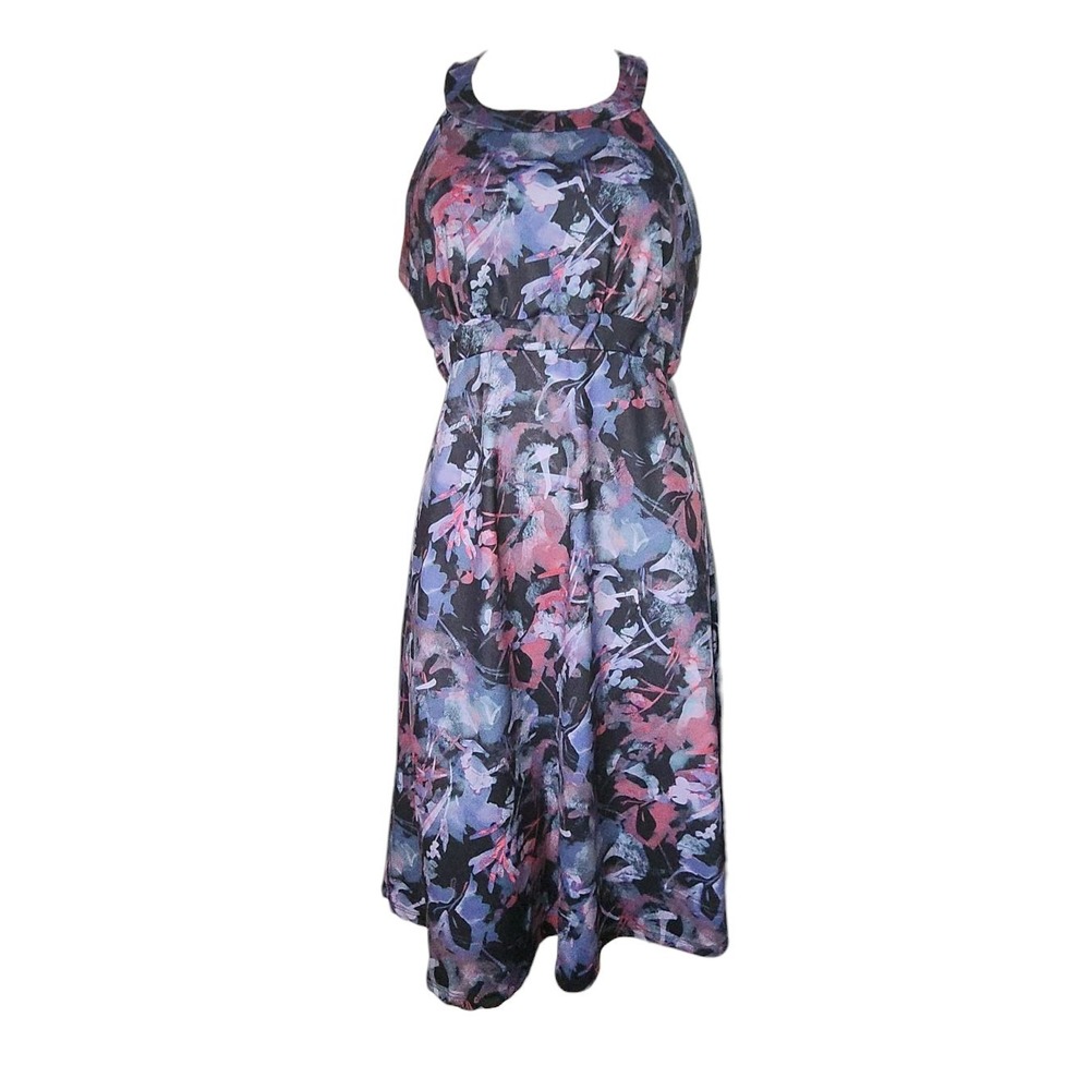 Peace & Pearls Dress Womens Size L‎ Large Blue Purple Activewear Pullover Floral